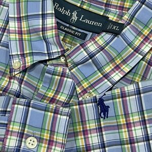 Polo Ralph‎ Lauren L/S Oxford Button Shirt Mens XL Tartan Plaid Classic Fit